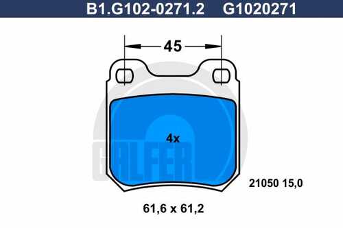 Колодки тормозные GALFER B1-G102-0271-2