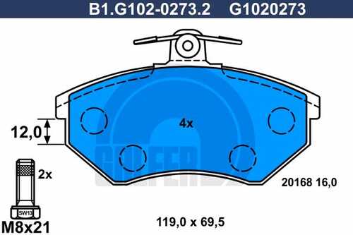 Тормозные колодки GALFER B1-G102-0273-2