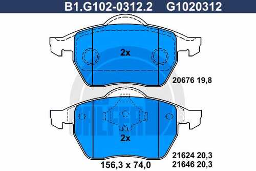 Колодки тормозные GALFER B1-G102-0312-2
