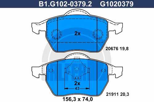 Тормозные колодки GALFER B1-G102-0379-2