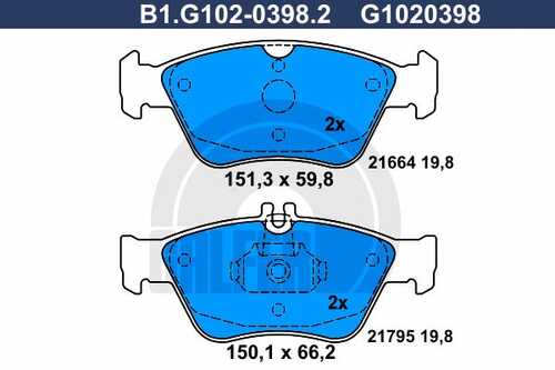 B1-G102-0398-2 GALFER Тормозные колодки