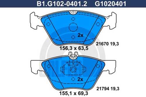 Тормозные колодки GALFER B1-G102-0401-2