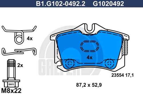 Колодки тормозные дисковые /комплект 4 шт GALFER B1-G102-0492-2