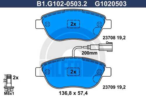 Колодки тормозные дисковые /комплект 4 шт GALFER B1-G102-0503-2