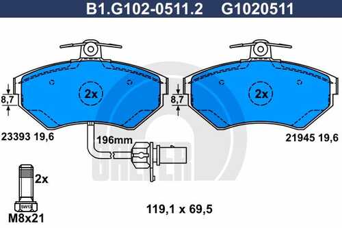 Тормозные колодки GALFER B1-G102-0511-2