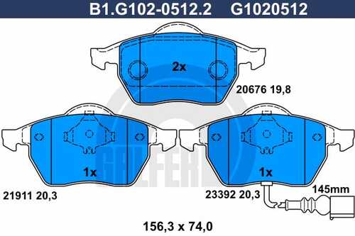 Тормозные колодки GALFER B1-G102-0512-2