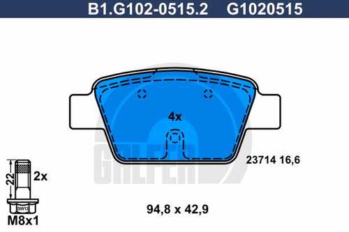 Тормозные колодки GALFER B1-G102-0515-2