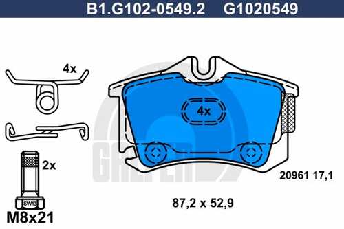 Колодки тормозные дисковые /комплект 4 шт GALFER B1-G102-0549-2