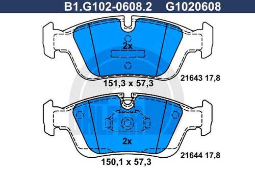 Колодки тормозные дисковые GALFER B1-G102-0608-2