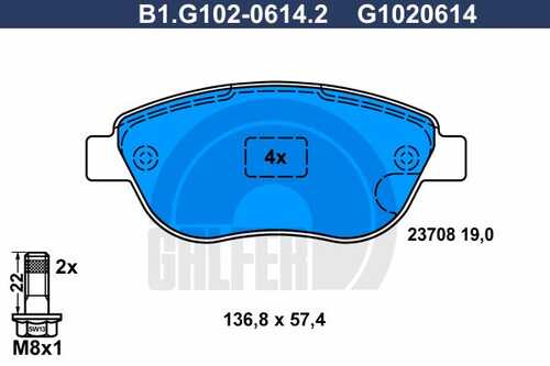 Тормозные колодки GALFER B1-G102-0614-2