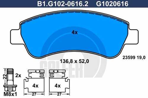 Тормозные колодки GALFER B1-G102-0616-2