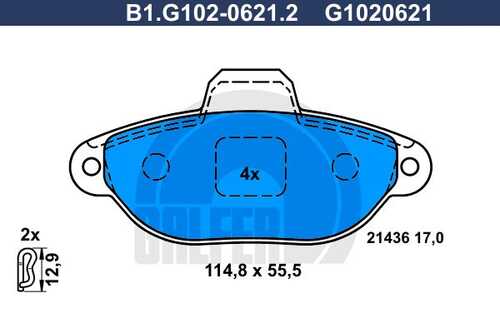Колодки тормозные дисковые /комплект 4 шт GALFER B1-G102-0621-2