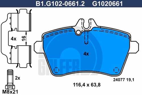 Колодки тормозные дисковые GALFER B1-G102-0661-2