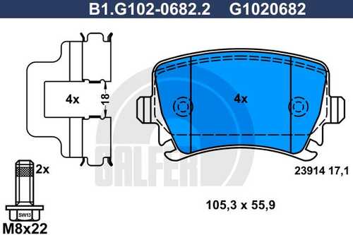 B1-G102-0682-2 GALFER Тормозные колодки