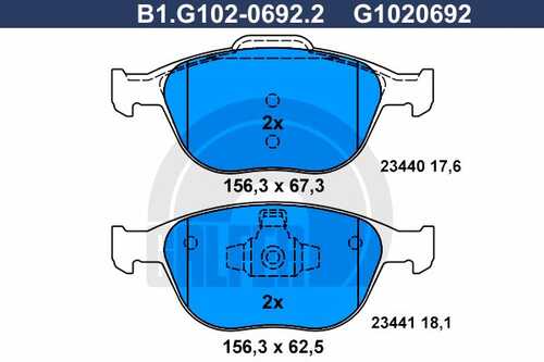 Тормозные колодки GALFER B1-G102-0692-2