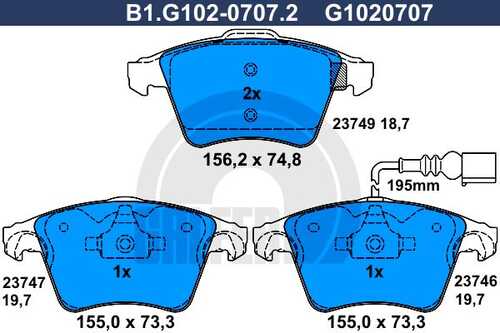 Тормозные колодки GALFER B1-G102-0707-2