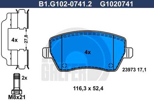 Тормозные колодки GALFER B1-G102-0741-2