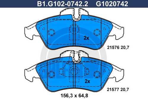 Тормозные колодки GALFER B1-G102-0742-2