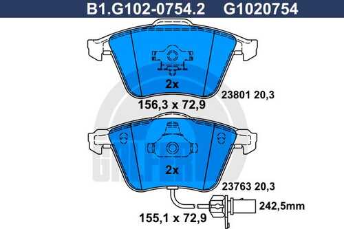 Колодки тормозные GALFER B1-G102-0754-2
