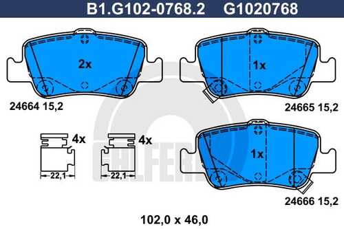 Колодки тормозные дисковые /комплект 4 шт GALFER B1-G102-0768-2