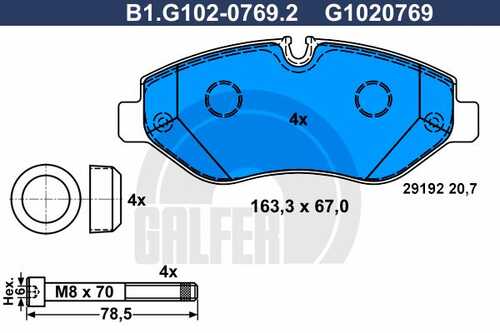 Тормозные колодки GALFER B1-G102-0769-2