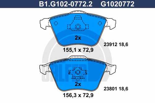 Тормозные колодки GALFER B1-G102-0772-2