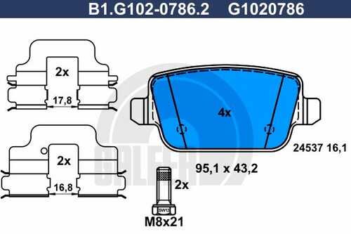 Тормозные колодки GALFER B1-G102-0786-2