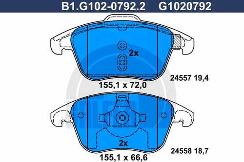Тормозные колодки GALFER B1-G102-0792-2