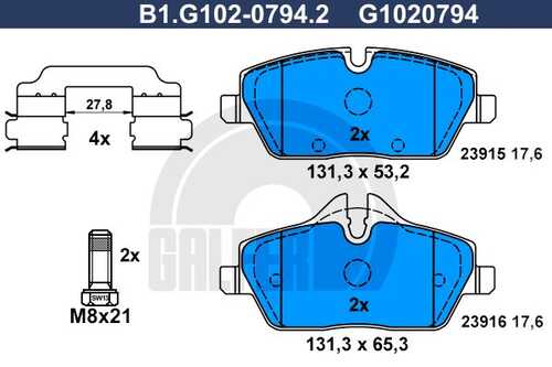 Колодки тормозные GALFER B1-G102-0794-2