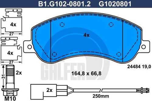 B1-G102-0801-2 GALFER КОЛОДКИ ТОРМОЗНЫЕ ДИСКОВЫЕ