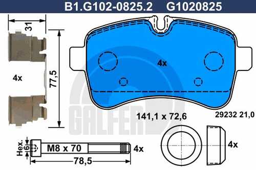 Тормозные колодки GALFER B1-G102-0825-2