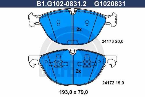 Колодки тормозные дисковые /комплект 4 шт GALFER B1-G102-0831-2