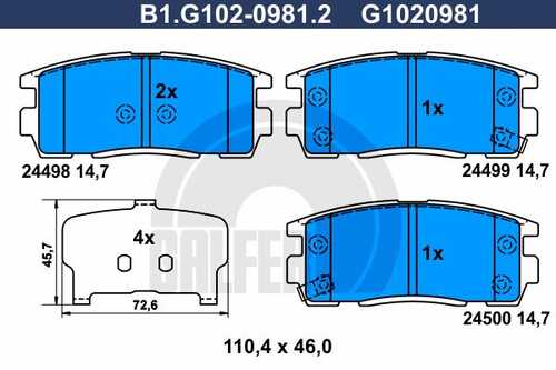 Тормозные колодки GALFER B1-G102-0981-2