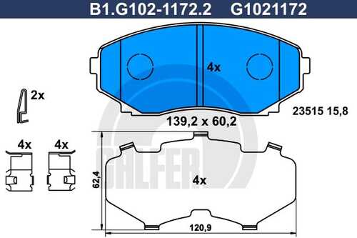 Колодки тормозные дисковые GALFER B1-G102-1172-2