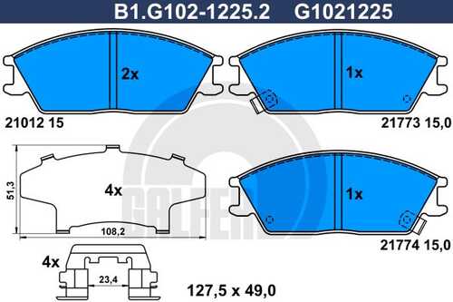 Тормозные колодки GALFER B1-G102-1225-2