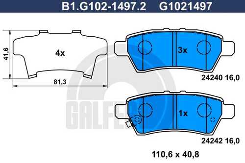 B1-G102-1497-2 GALFER Тормозные колодки