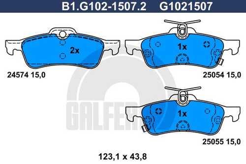 Колодки тормозные дисковые /комплект 4 шт GALFER B1-G102-1507-2