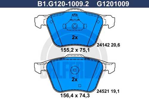 Колодки тормозные дисковые GALFER B1-G120-1009-2
