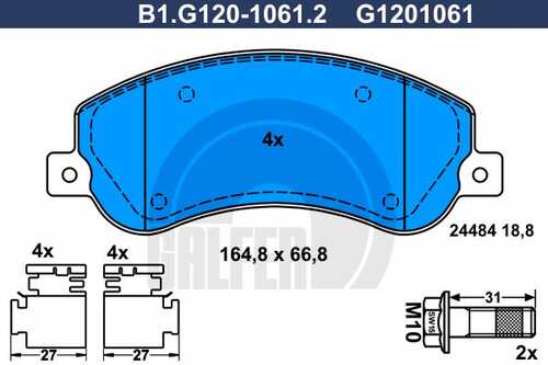 B1-G120-1061-2 GALFER КОЛОДКИ ТОРМОЗНЫЕ