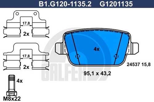 Колодки тормозные дисковые /комплект 4 шт GALFER B1-G120-1135-2