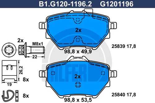 Тормозные колодки GALFER B1-G120-1196-2