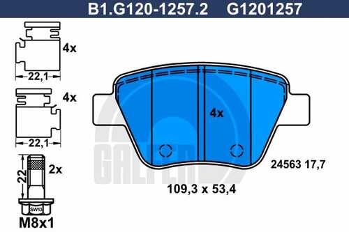 Колодки тормозные дисковые /комплект 4 шт GALFER B1-G120-1257-2