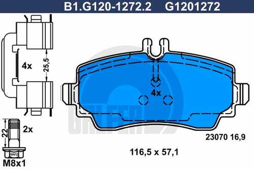 Колодки тормозные дисковые /комплект 4 шт GALFER B1-G120-1272-2