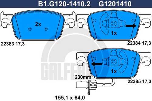 Колодки тормозные дисковые /комплект 4 шт GALFER B1-G120-1410-2