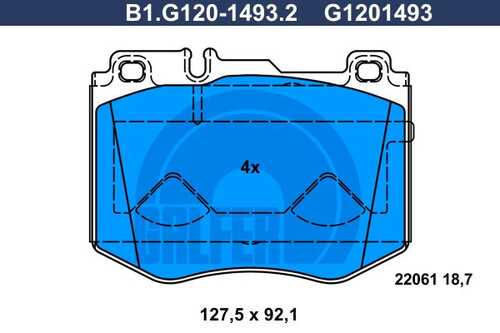 Колодки тормозные дисковые /комплект 4 шт GALFER B1-G120-1493-2
