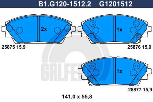Колодки тормозные дисковые /комплект 4 шт GALFER B1-G120-1512-2