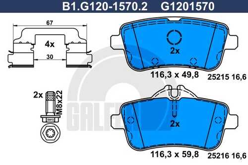 Колодки тормозные дисковые /комплект 4 шт GALFER B1-G120-1570-2