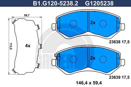 Тормозные колодки GALFER B1-G120-5238-2