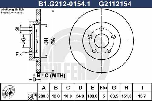 Тормозной диск GALFER B1-G212-0154-1