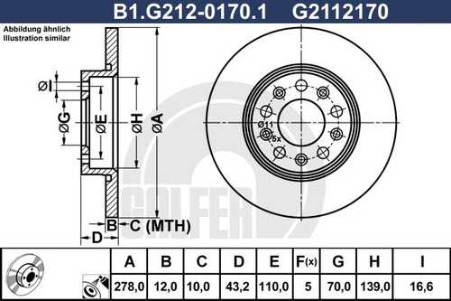 Тормозной диск GALFER B1-G212-0170-1